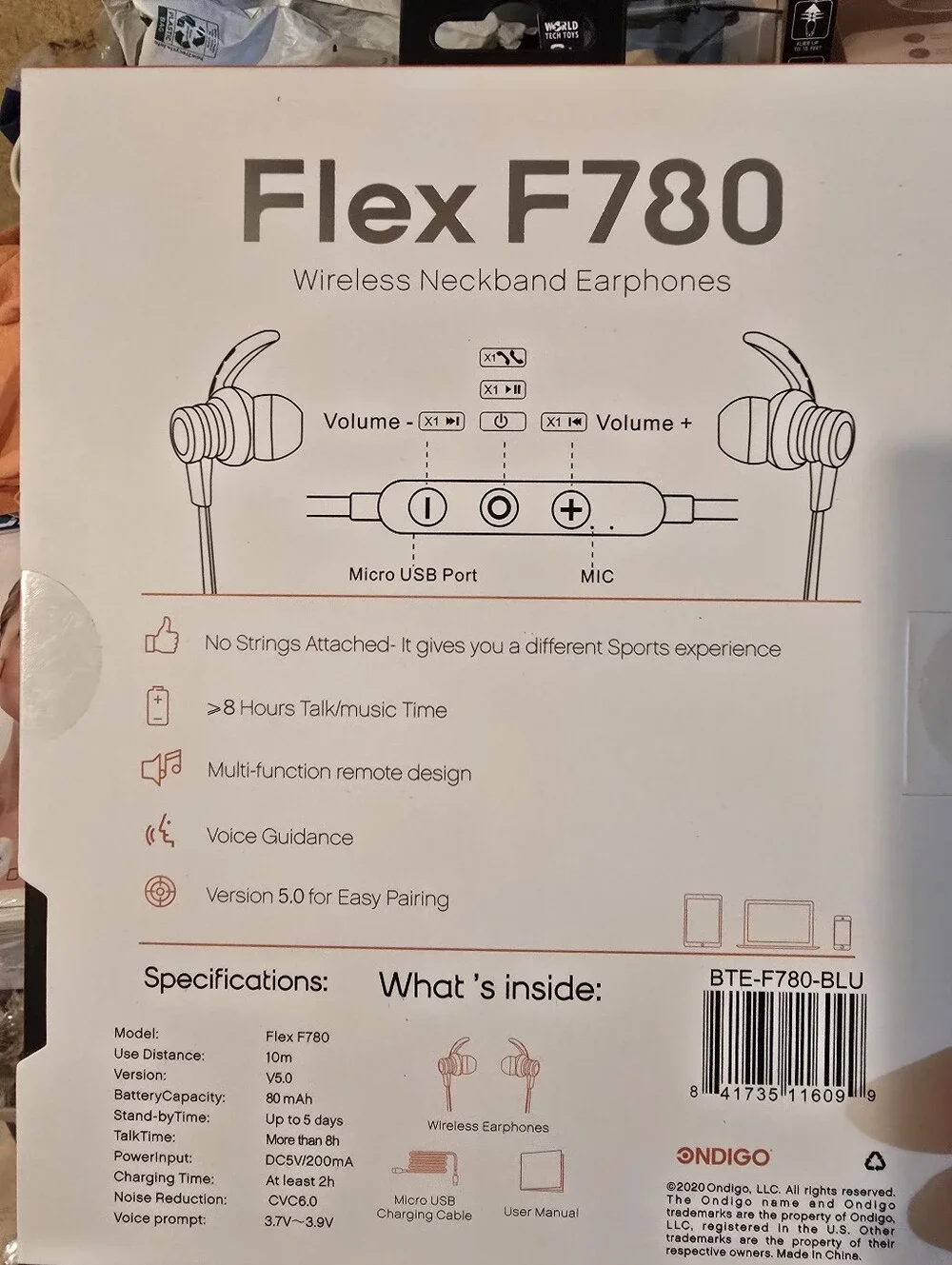 ONDIGO Flex F780 Wireless Neckband Earphones - Blue/Black